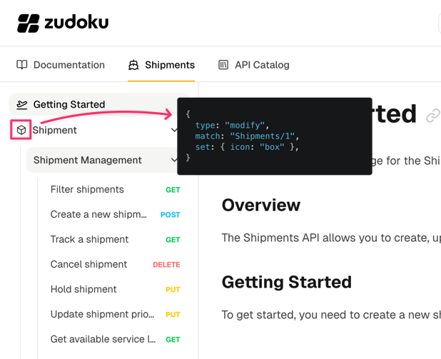 Modifying a sidebar item's icon